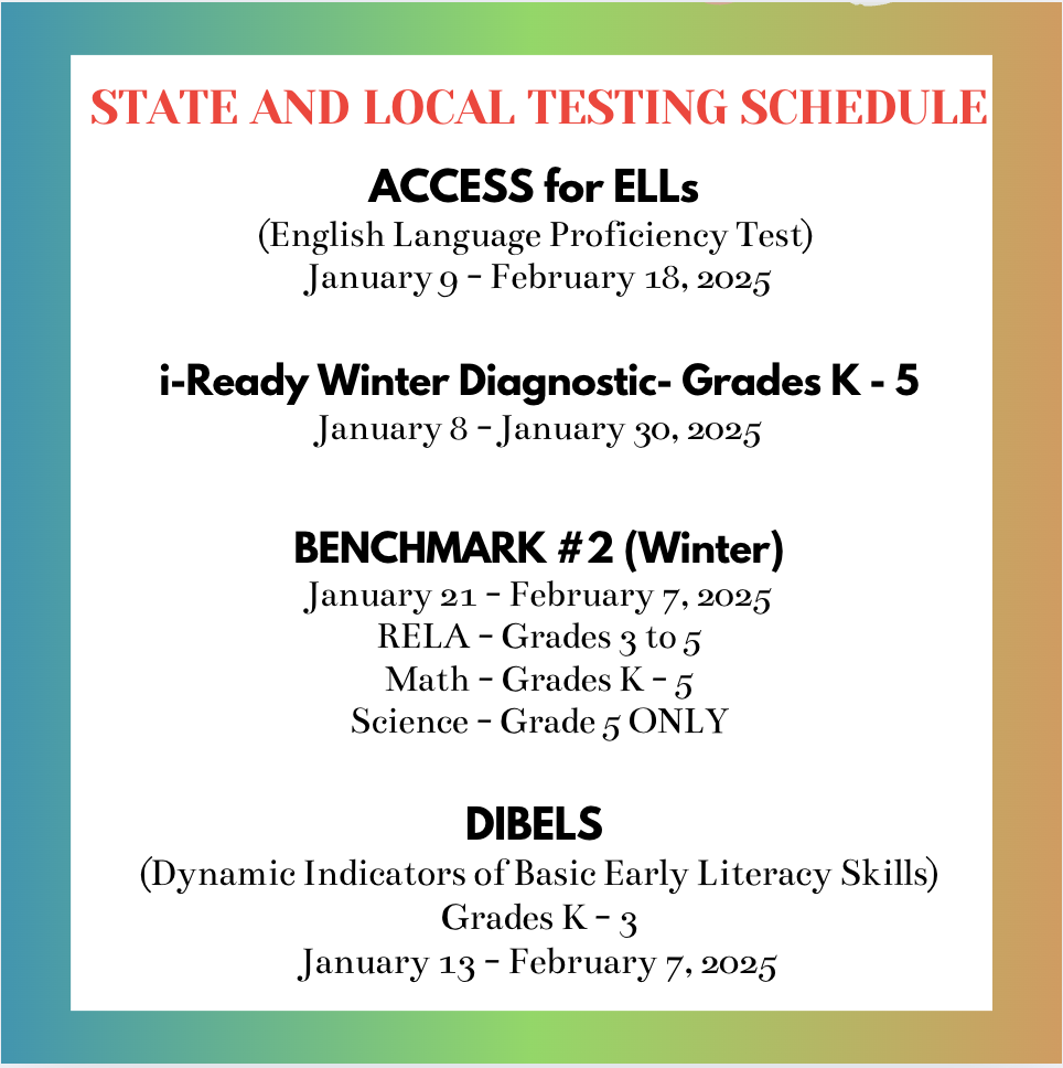 state and local testing schedule