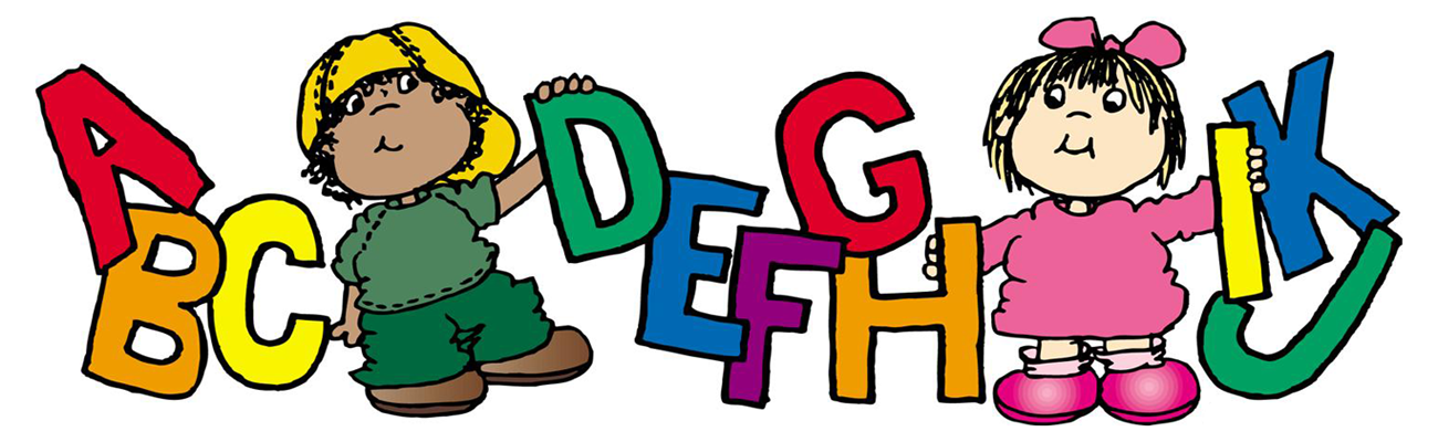 pre-k students with alphabet letters illustration