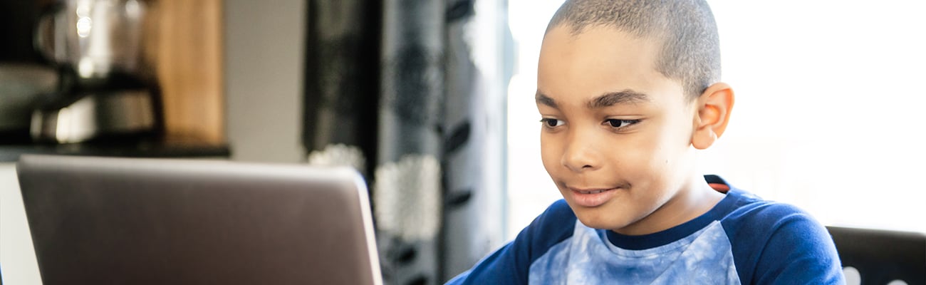 Student on computer